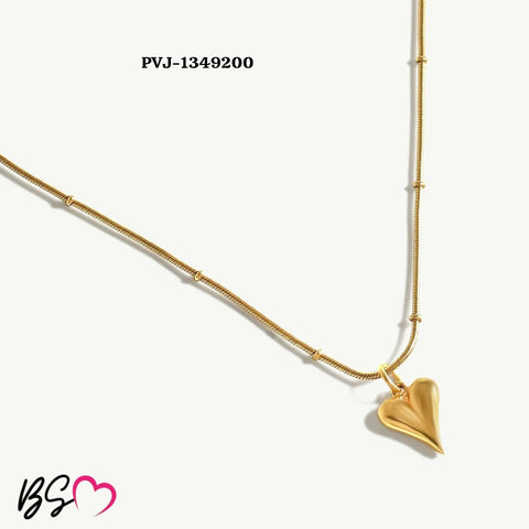 Ball Chain Heart Korean Pendant – Elegant Golden Necklace