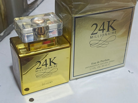 24K MILLIONAIRE Eau De Parfum for Men – Premium Long-Lasting Luxury Gold Vaporisateur Natural Spray - 50ml