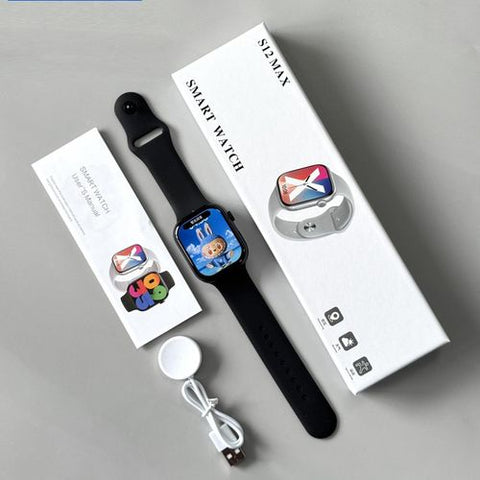 S12 Max Smart Watch with 1.85-Inch Full Touch HD Display, Bluetooth Calling, Smart Notifications, Health Monitoring, Fitness Tracking
