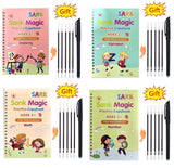 Pack Of 4 Pcs With 5 Refill Copybooks Pen Magic Copy Book Free Wiping Children's Kid Writing Sticker Practice Copybook For Calligraphy