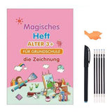 Pack Of 4 Pcs With 5 Refill Copybooks Pen Magic Copy Book Free Wiping Children's Kid Writing Sticker Practice Copybook For Calligraphy