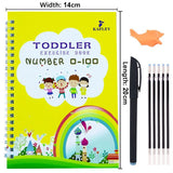 Pack Of 4 Pcs With 5 Refill Copybooks Pen Magic Copy Book Free Wiping Children's Kid Writing Sticker Practice Copybook For Calligraphy