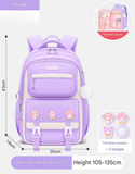 Premium School Bag | Waterproof Backpack | 43cm x 30cm | Spacious & Durable | For Students up to Grade 5 - Purple