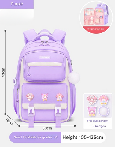 Premium School Bag | Waterproof Backpack | 43cm x 30cm | Spacious & Durable | For Students up to Grade 5 - Purple