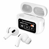 AirPods Touch L.C.D A9 White Bluetooth Earbuds Heavy SoundScreen