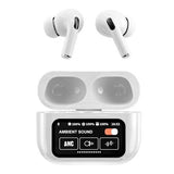 AirPods Touch L.C.D A9 White Bluetooth Earbuds Heavy SoundScreen