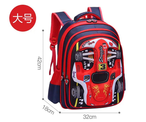 Schoolbag New Car Design | Primary School Backpack for Boys | Durable Children’s Student Bag - Red