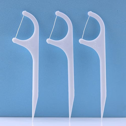 Pack of 10 - Dental Floss Toothpicks Teeth Cleaning Flosser Toothbrush Plastic Toothpick Dental Floss Sticks And Tooth Picks Teeth Plaque Remover (Random Color)