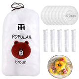 Combo Deal Disposable Food Cover Plastic Wrap 100 Pcs + 2 Pcs Dishwashing Rug | Reusable elastic food storage covers &amp; Metal Wire Dish Washing Rugs For Kitchen