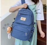 Korean Style School Bag | Large Capacity Nylon Backpack | Teenagers Girls Laptop Work School - Blue
