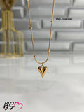 Ball Chain Heart Korean Pendant – Elegant Golden Necklace